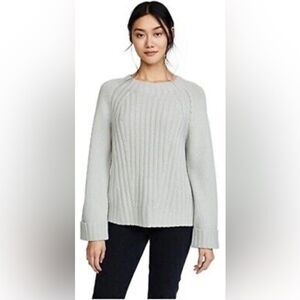 Vince Cashmere Blend Ribbed Sweater Size Small Petite Gray/ Pale Blue